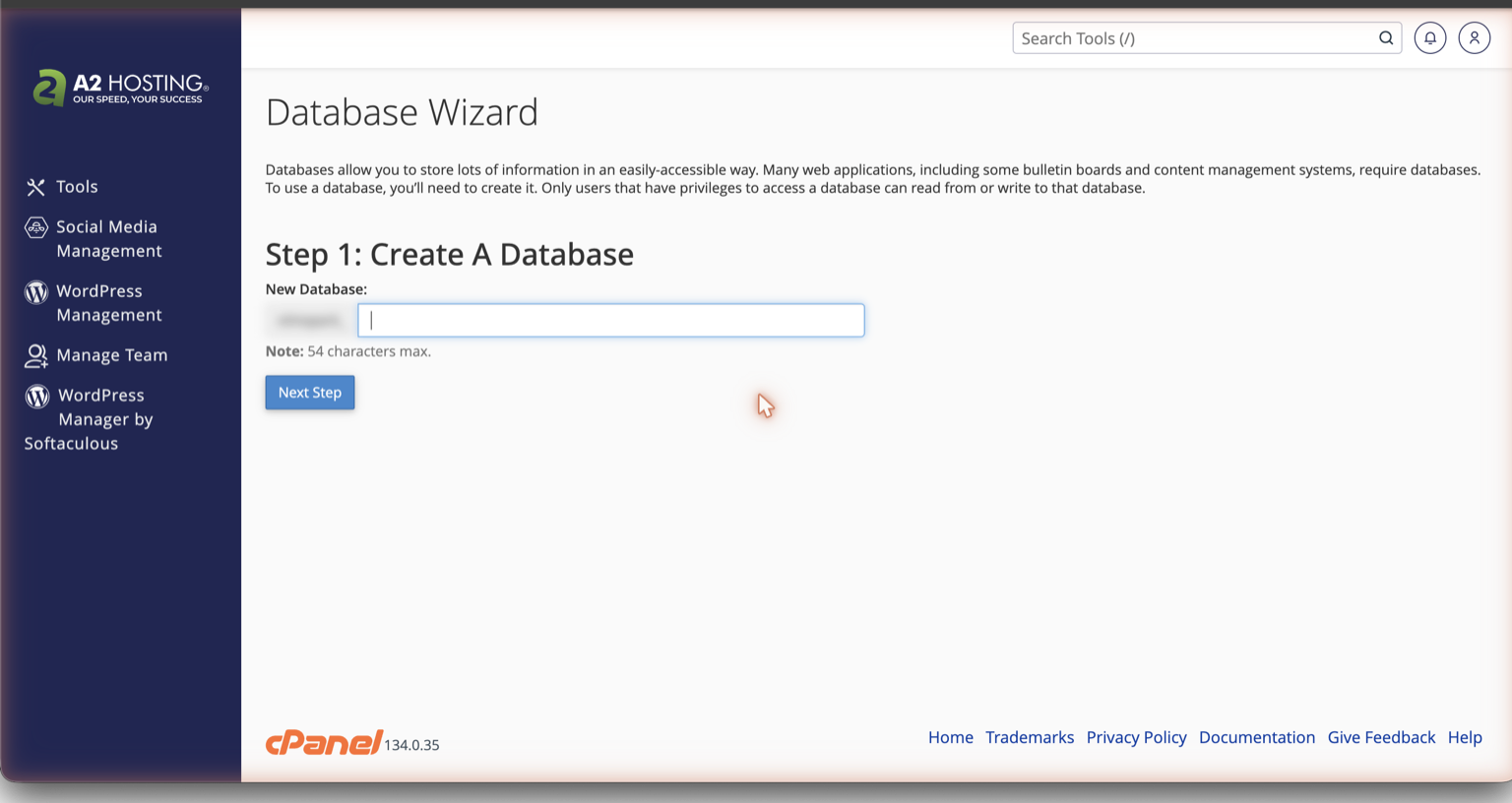 MySQL Database Wizard Step 1 — Create A Database