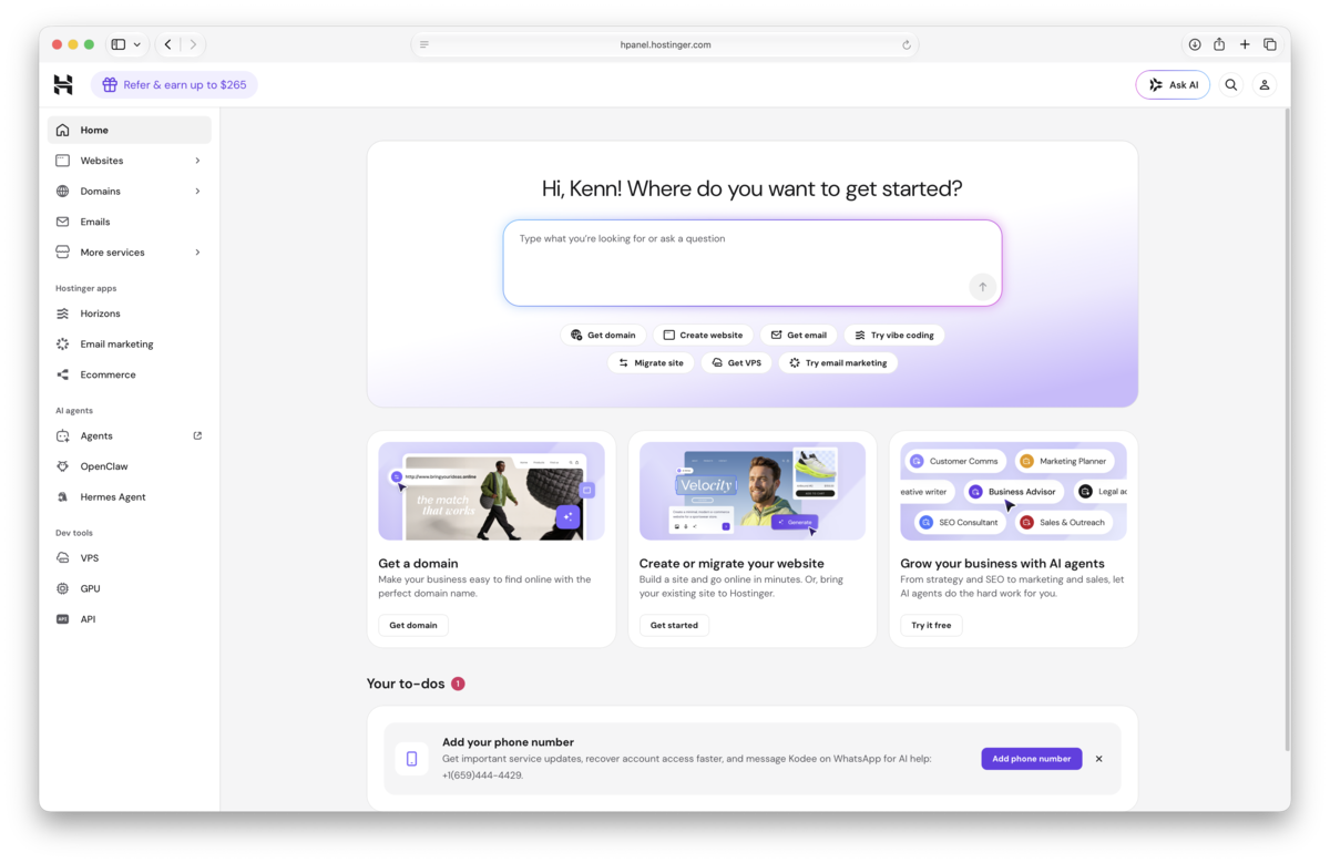 Start your VPS order