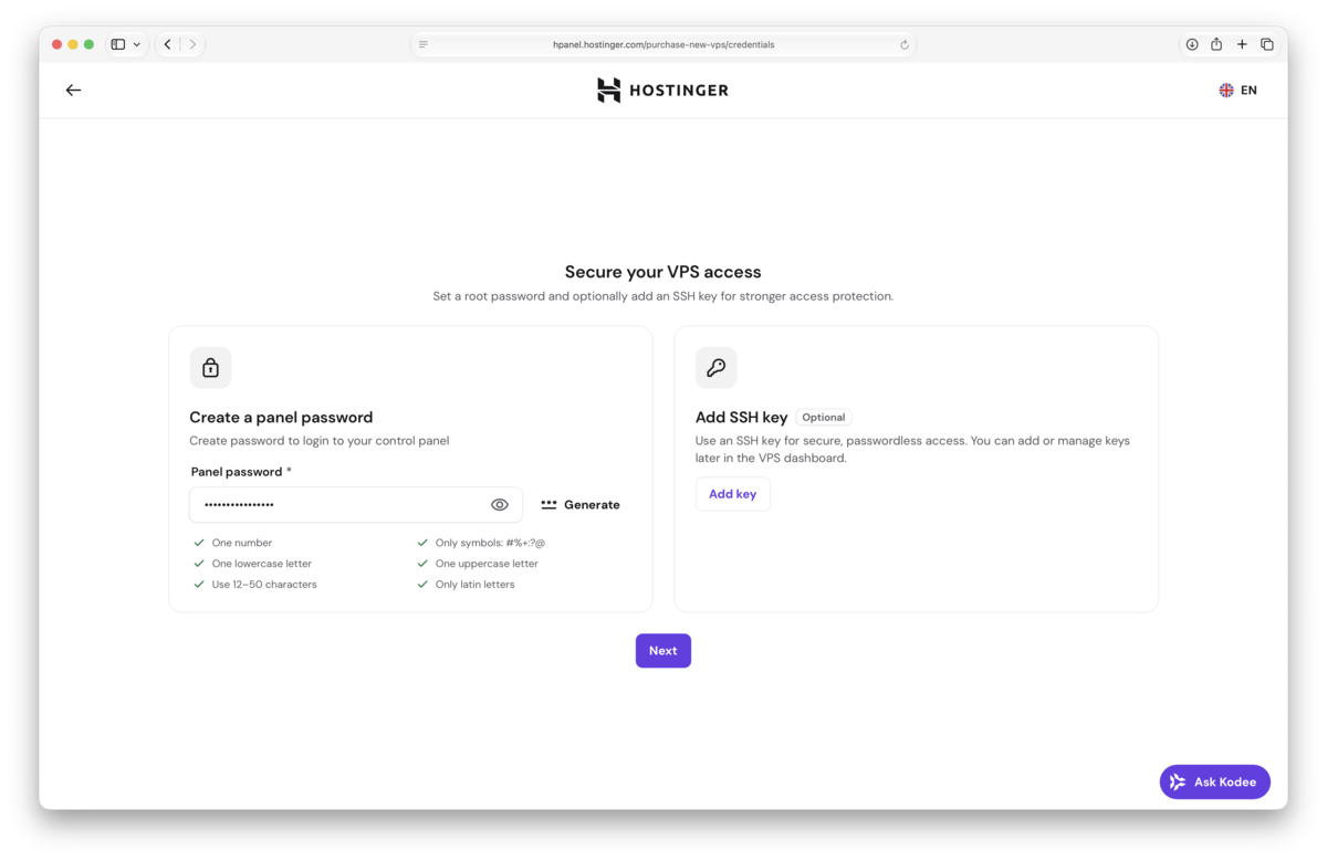 Set your panel password