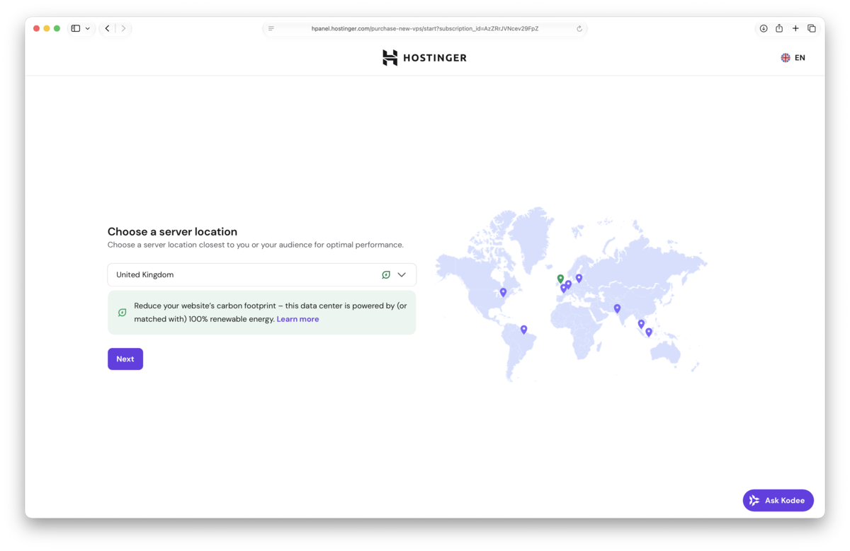 Choose a server location