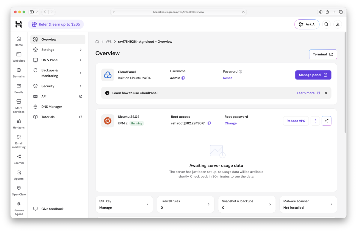 Open CloudPanel