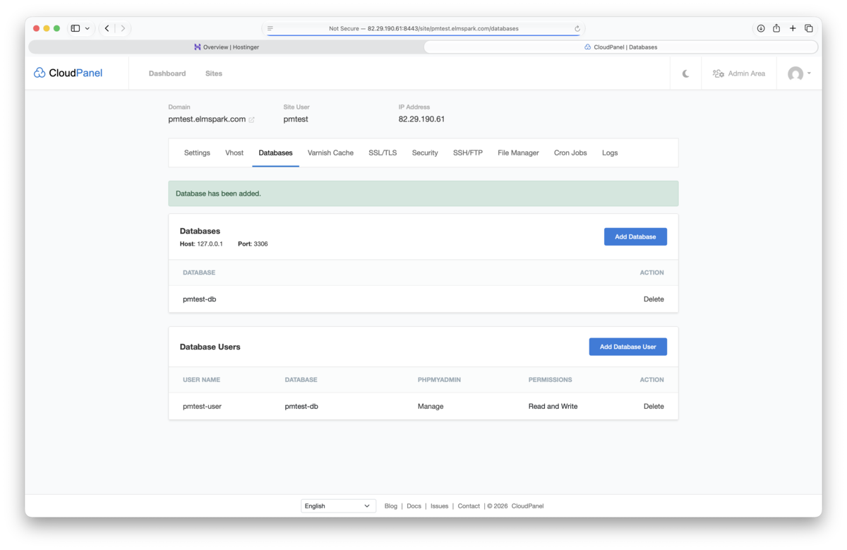Database created