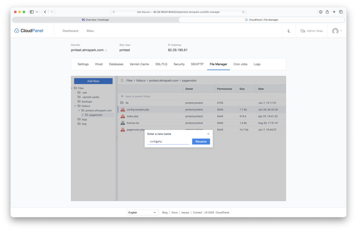 Rename the config file